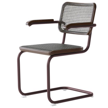 S 64 V Dark Melange Cantilever Chair, Chestnut