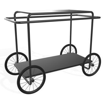 M4R Serving Trolley, Black lacquered / black, Without bottle holder