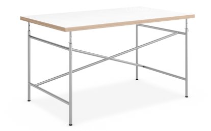 Children's Table Eiermann, 120 x 70 cm, Melamine white with oak edges, Silver