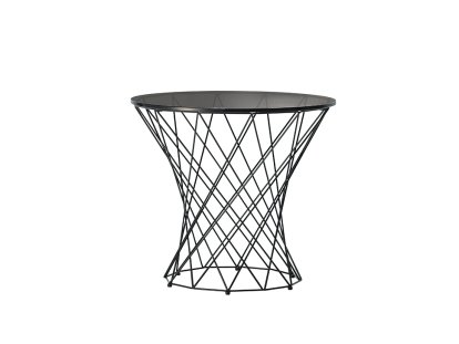 Oota Coffee Table, H 47 x ø 52 cm, Black glass, Matt black powder-coated