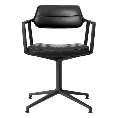 Swivel 453 Swivel Chair, Black leather, Black powder coated