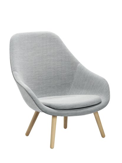 About A Lounge Chair High AAL 92, Steelcut Trio - light grey, Lacquered oak, With seat cushion