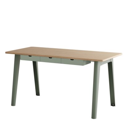 New Modern Desk, Metal/wood, 150 x 70 cm, With storage module, Eucalyptus grey