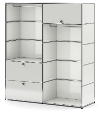 USM Haller Clothes Rack L with 2 Hanging Rails, Light grey RAL 7035