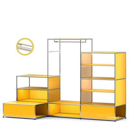 USM Haller E Clothes Rack XL with Lighting, Golden yellow RAL 1004