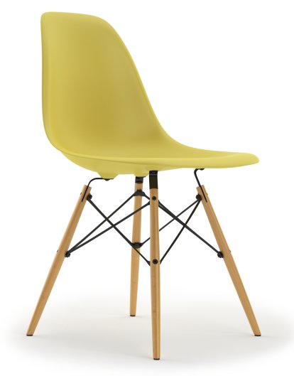 Eames Plastic Side Chair RE DSW, Citron, Without upholstery, Without upholstery, Standard version - 43 cm, Yellowish maple