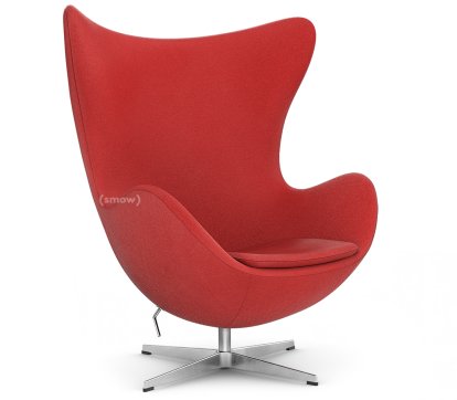 Egg Chair, Hallingdal 65, 674 - Red, Satin polished aluminium, Without footstool