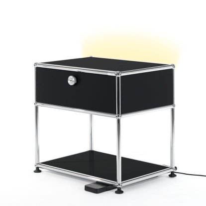 USM Haller Bedside Table with Dimmable Light, Graphite black RAL 9011
