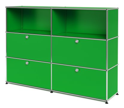 USM Haller Highboard L with 4 Drop-down Doors, USM green