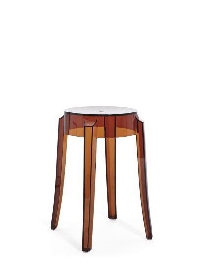 Charles Ghost Stool, Base 39 x Seat 26,5 x Height 46, Transparent, Amber