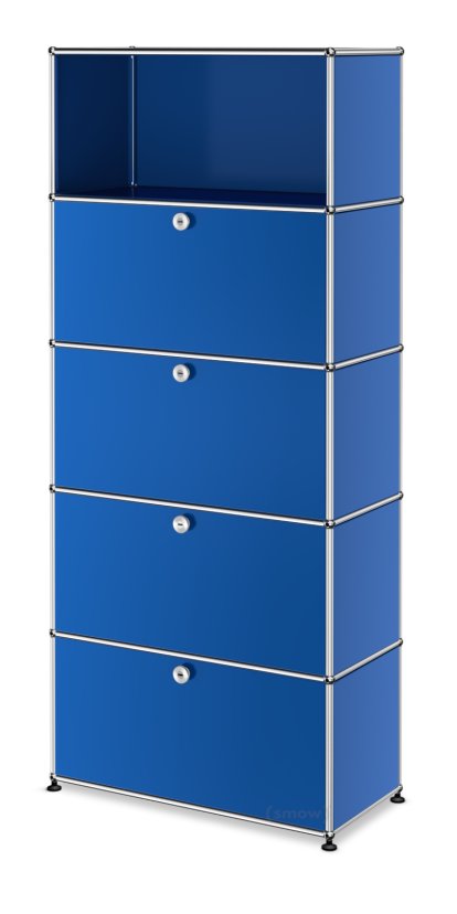 USM Haller Storage Unit M, Customisable, Gentian blue RAL 5010, With drop-down door, With drop-down door, With drop-down door, With drop-down door
