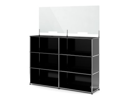 USM Haller Counter L with Security Screen, Graphite black RAL 9011