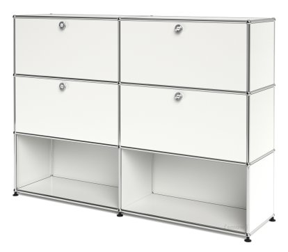 USM Haller Highboard L, Customisable, Pure white RAL 9010, With 2 drop-down doors, With 2 drop-down doors, Open
