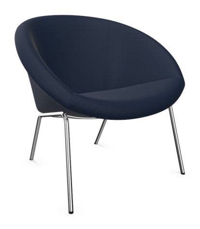 369 Chair, Fabric Harald dark blue, High gloss chrome-plated