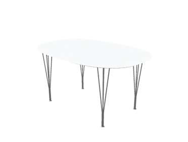 Superellipse Table, 150 x 100 cm, White laminate with aluminium edge