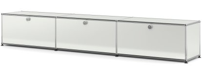 USM Haller Lowboard XL, Customisable, Light grey RAL 7035, With 3 drop-down doors, 35 cm