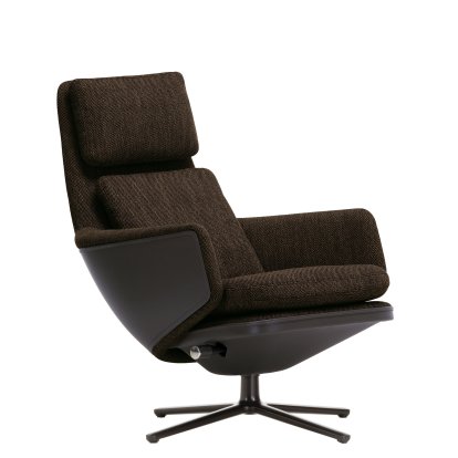 Grand Relax Lounge Chair, Without Ottoman, Fabric Corsaro, pepper melange / Leather Forte, umbra grey, Basic dark, 46,5 cm