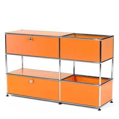 USM Haller Kids Sideboard M With Storage Boxes, Self-coloured, Pure orange RAL 2004, With drop-down door