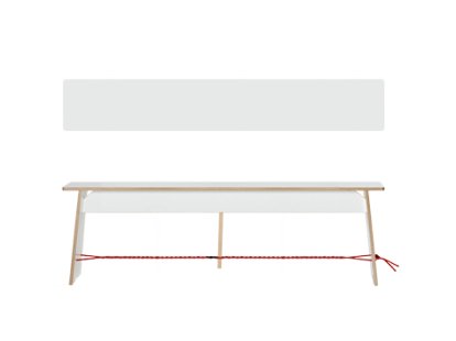 Langer Max Bench, 43 x 140 x 30 cm, FU white, Black and red
