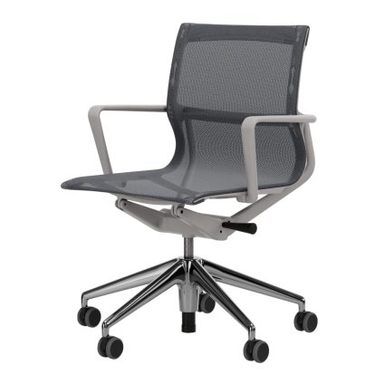 Physix, TrioKnit pebble grey, Soft grey / Aluminium, polished, Soft castors for hard floor surfaces