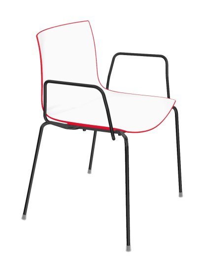Catifa 46 Tube, Black, Bicoloured, Back red, seat white, With armrests