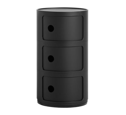 Componibili Mat, 3 Compartments, Black