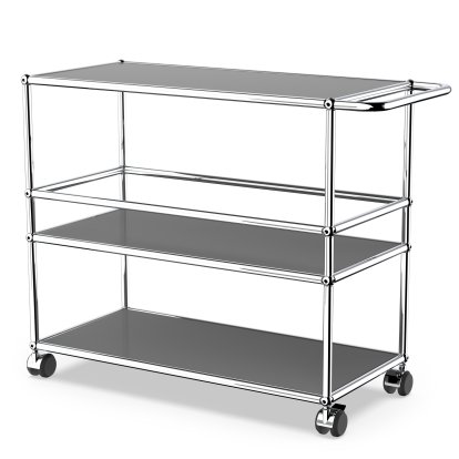 USM Haller Bar Trolley Type 3, Mid grey RAL 7005, Soft castors for hard floor surfaces