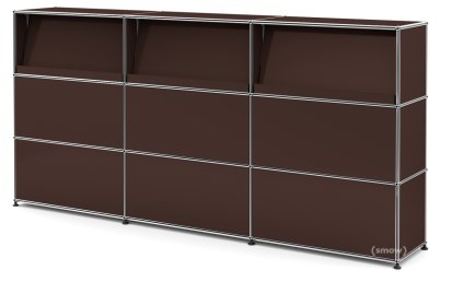 USM Haller Counter Type 2 (with Angled Shelves), USM brown, 225 cm (3 elements), 35 cm