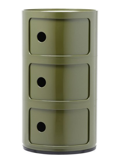 Componibili Container Round - 3 Compartments, Green