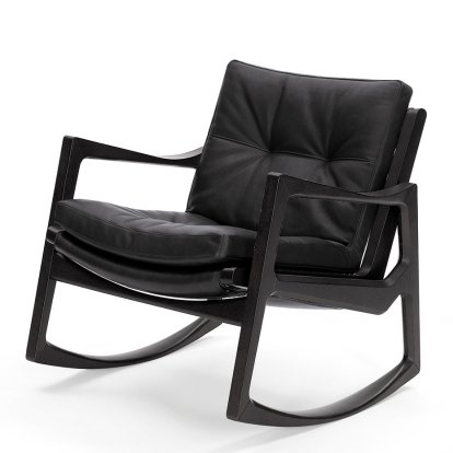 Euvira Rocking Chair Soft, Black stained oak, Classic leather black