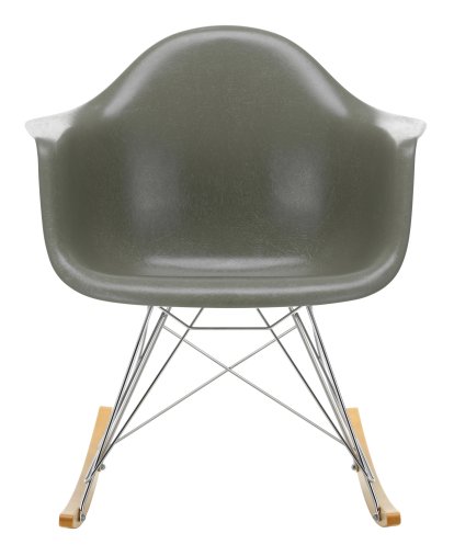 Eames Fiberglass Armchair RAR, Eames raw umber, Chrome-plated, Yellowish maple