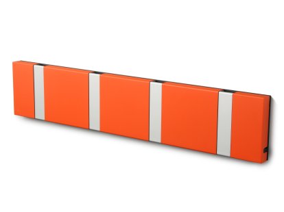 Knax, 4 hooks, Aluminium, MDF orange lacquered