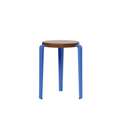 Lou Stool, Solid Wood, Tinted oak, Azure Blue