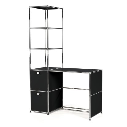 USM Haller Desk With Shelf Unit, Graphite black RAL 9011
