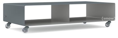 TV Lowboard R 200, Bicoloured, Basalt grey (RAL 7012) - White aluminium (RAL 9006), Transparent castors