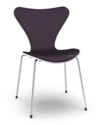 Series 7 Chair 3107 Front Upholstered, Coloured ash, White, Remix  692 - Aubergine, Chrome