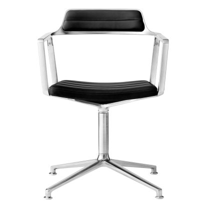 Swivel 452 Chair, Polished, Fixed base, Black leather