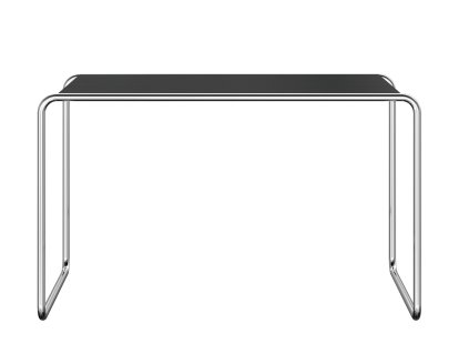 S 285/0 Desk, Stained ash - black, Chrome-plated, with plastic glides