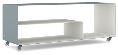 Sideboard R 111, Bicoloured, Basalt grey (RAL 7012) - Pure white (RAL 9010), Transparent castors