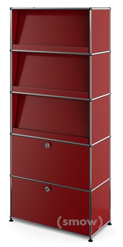 USM Haller Storage Unit with 3 Angled Shelves, USM ruby red