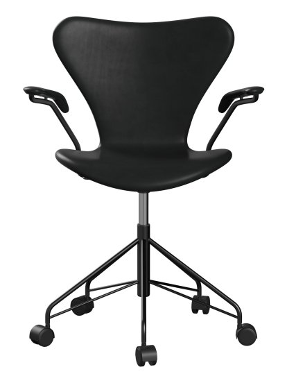 Series 7 Swivel Chair 3117 / 3217 Full Upholstery, With armrests, Leather Grace black, Black
