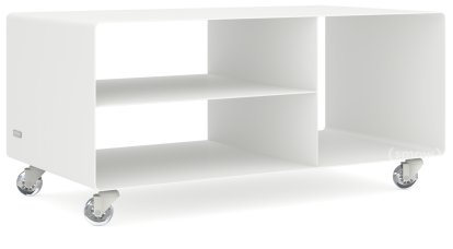 HiFi Lowboard R 104, Pure white (RAL 9010), Transparent castors