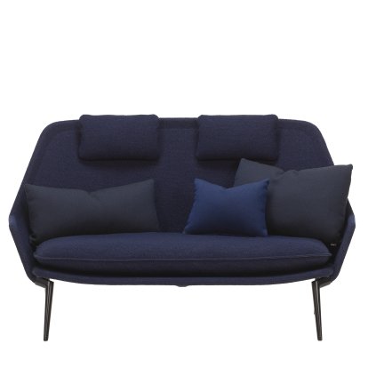 Slow Sofa, Base powder-coated black, Dark blue