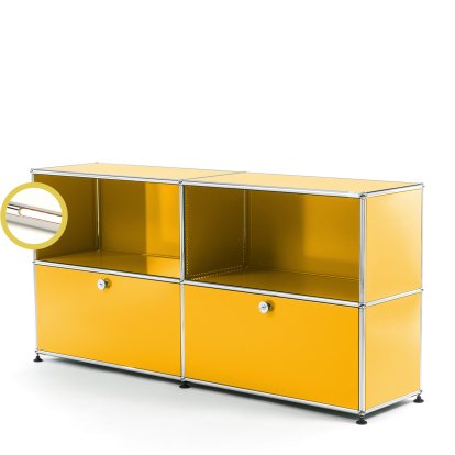 USM Haller E Sideboard L with Compartment Lighting, Golden yellow RAL 1004, Warm white