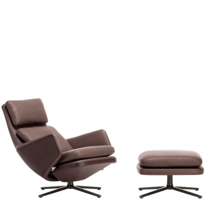 Grand Relax Lounge Chair, With Ottoman, Leather Premium F, chestnut, Basic dark, 41,5 cm