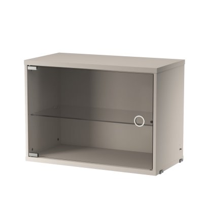 String System Cabinet Element with Swing Glass Door, Beige lacquered