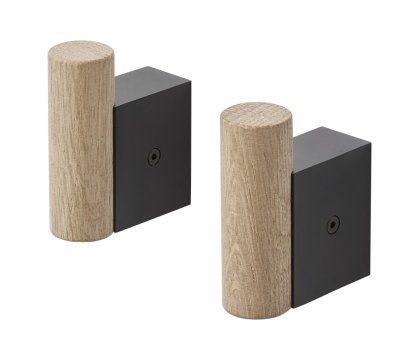 Attach Coat Hook Set of 2, Oak/Black