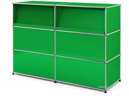 USM Haller Counter Type 2 (with Angled Shelves), USM green, 150 cm (2 elements), 50 cm