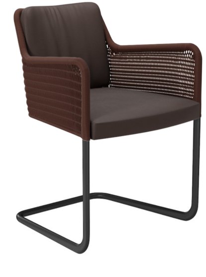 D43 Chair, Leather , Brown, Powdercoated black