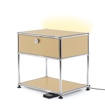 USM Haller Bedside Table with Dimmable Light, USM beige